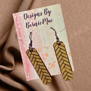 Boho Chevron Wood Earrings – Handmade Lightweight Design